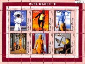 A0771 - GUINEA-BISSAU - ERROR  MISSPERF SHEET - ART Painters: René Magritte 2001