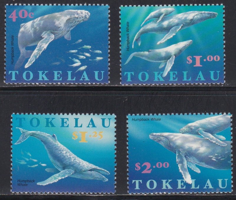 Tokelau # 238-241 & 242, Humpback Whales, Set & Souvenir Sheet, NH, 1/2 Cat