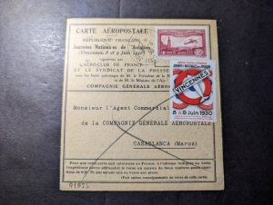 1930 France Airmail Postcard Cover Vincennes to Casablanca French Morocco