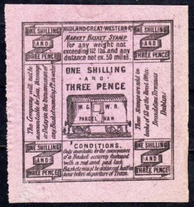 Railways, 1877 Market Basket Stamp 1/3 mauve up to 112 lbs and up to 50 miles