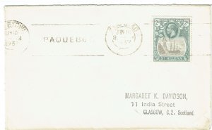 SAINT HELENA 1937 Paquebot cover with Capetown PAQUEBOT roller - 42625