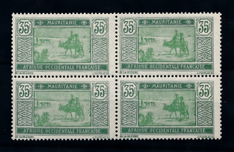 [HIP4739] Mauritania 1926-38 good stamps very fine MNH in block 4