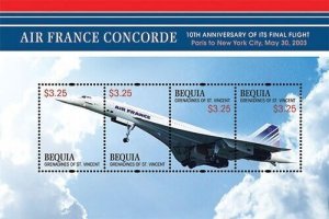 Bequia 2013 - Air France Concorde - Sheet of 4 Stamps - MNH