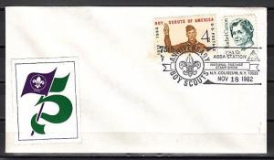 United States, 1982 issue. 18/NOV/82. 75th Anniv. of Scouts. ASDA Show cancel. ^