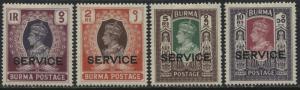 Burma 1946 KGVI overprinted Officials 1 to 10 rupees mint o.g.