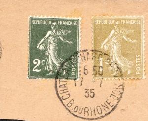 FRANCE 1935 CàD CHATEAURENARD PROVENCE / B. du RHÔNE sur Yv.277A & 278 1c & 2c