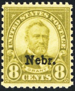 677, Mint FVF NH 8¢ Nebraska CV $60.00 *** Stuart Katz