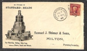 USA 319 STAMP STANDARD HEADS MACHINERY GREENVILLE OHIO ADVERTISING COVER 1906