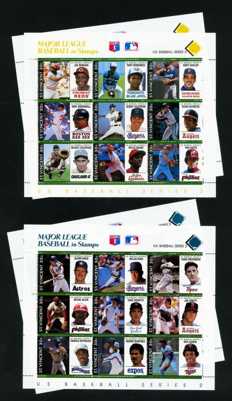 St Vincent Baseball Souvenir Stamp Sheets