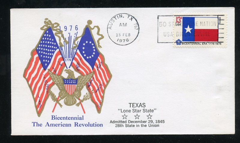 US 1660 American Bicentennial -  Texas UA Al Tag Boerger cachet FDC 