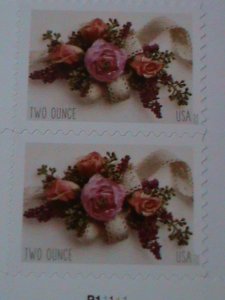 ​UNITED STATES-2020- WEDDING ROSES FOREVER TWO OUNCE STAMPS MNH PAIR-VF