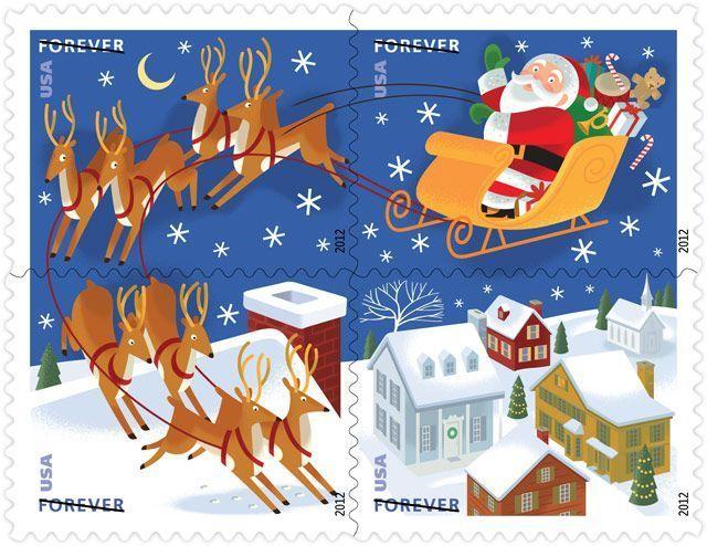 2012 45c Santa & Sleigh, Block of 4 Scott 4712-15 Mint F/VF NH