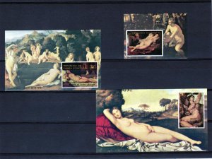 Equatorial Guinea 1976 Titian/Rubens/Michelangelo 3 S/S Mi# A217/C217 MNH