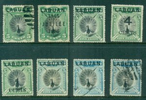 Labuan 1894 on Birds Asst (8) , Peacock MLH/CTO