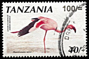 Tanzania 2157, used, Surcharge on Flamingo Issue