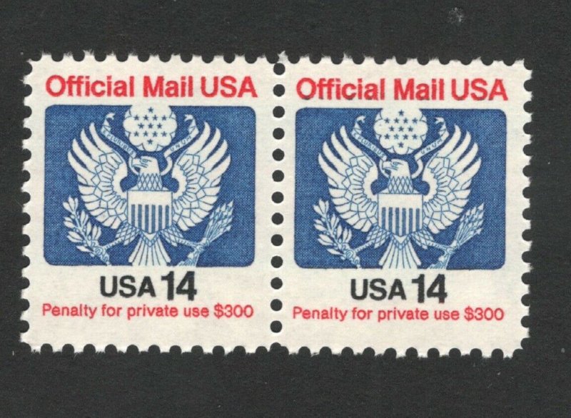 O129a Official Mail 14cent Pair Mint/nh FREE SHIPPING