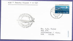 KLM - AMSTERDAM / NEW YORK, 1971 FIRST FLIGHT 747B AIRMAIL COVER.