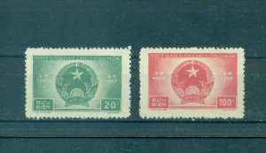 Vietnam (North) - Sc# 59-60. 1957 12th Ann. Dem. Rep. MNH $10.00.