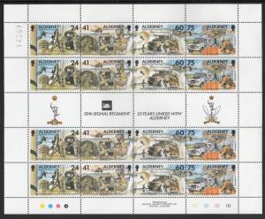 Alderney 1996 MNH Sc #91 Minisheet of 4 strips plus gutter 41p 30th Signal Re...