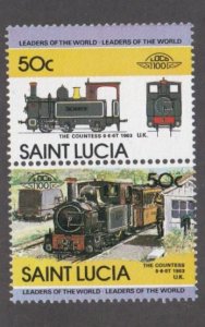 St. Lucia # 676, Locomotives- Pairs, Mint NH