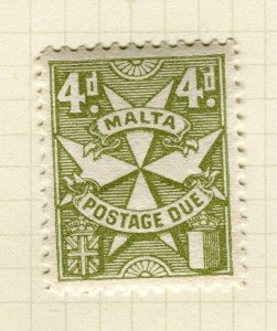 MALTA; 1925 early Postage Due issue fine Mint hinged 4d. value
