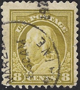 United States #508 8¢ Franklin (1917-19). Olive bistre. Perf. 11. Used.