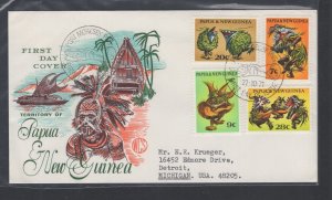 Papua New Guinea #336-39 (1971 Dancing set) addressed WCS cachet FDC