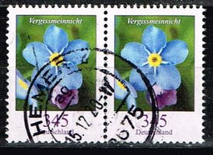 Germany 2017, Sc.#2986 used pair. Flower: Forget-me-not (Myosotis sylvatica)