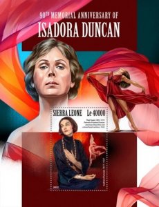 Sierra Leone - 2017 Isadora Duncan - Stamp Souvenir Sheet - SRL171110b