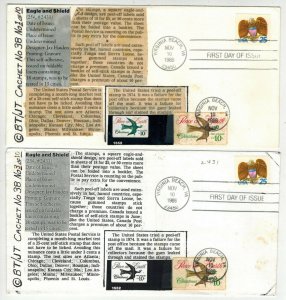 2431 EAGLE IMPERFORATE FDC RARE SET OF 2 Virginia Beach Original + Copy 10 Made!