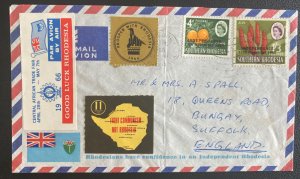 1966 Salisbury Rhodesia Airmail Cover To Bungay England Communism Label