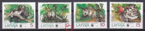 Latvia, WWF, Fauna, 1 stamp is damaged/defect! Please look at pictures!MNH /1994