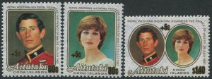 Aitutaki 1981 SG394-396 Royal Wedding gold +5c ovpt set MNH