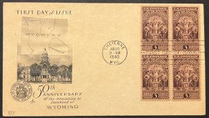 WYOMING STATEHOOD #975 JUL 10 1940 CHEYENNE WY FIRST DAY COVER (FDC) BX6