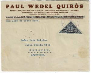 Costa Rica 1935 San Jose cancel on ad cover for Coffee Machinery to Argentina