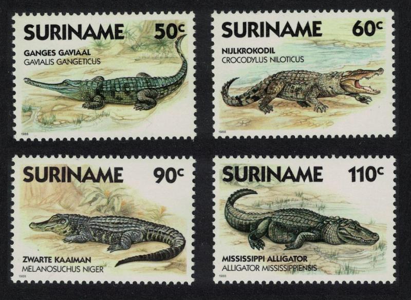 Suriname Gavial Crocodile Alligator Cayman Reptiles 4v SG#1358-1361