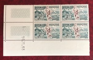 France 1953 sport track scott#B701 block of 4 dated MNH