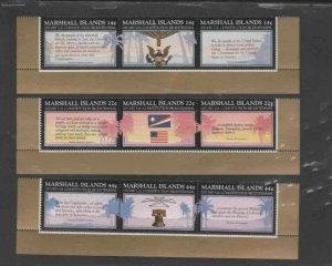 MARSHALL ISLANDS #143-151a 1987 U.S CONSTITUTION BICENT. MINT VF NH TRIPTYCH