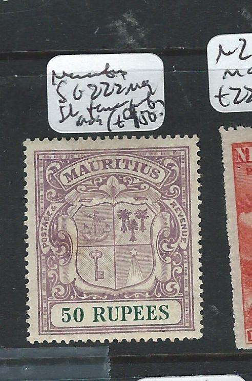 MAURITIUS (P2711B) 50R COAT OF ARMS RARE STAMP SG 222 MOG,VERY SL TONE ON 2 PFS