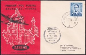 BELGIUM 1956 Sabena first flight cover to Vienna Austria...................A6298