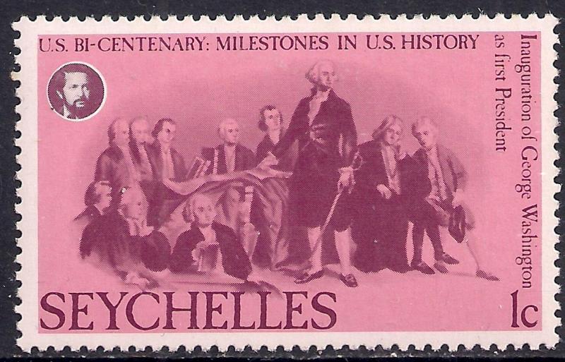 Seychelles 1976 QE2 1ct Inauguration of George Washington MM SG 383 ( M1334 )