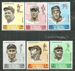 Ajman MNH MI 388-93A Baseball Legends