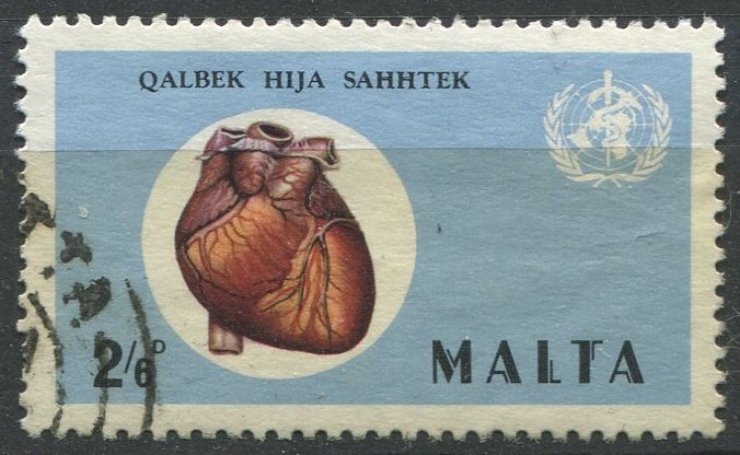 Malta Sc#438 Used, 2s6p cblt & multi, World Health Day (1972) (1972)