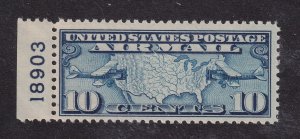 1926 Sc C7 AIRMAIL 10c blue MNH scarce plate number single Hebert CV $26 (KA