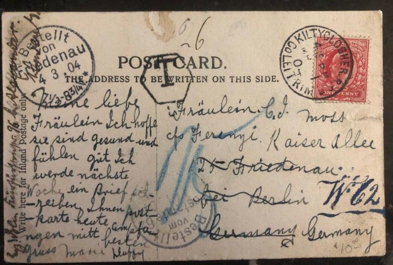 1904 Kiltyclogher England RPPC Postcard Cover To Berlin Germany Parish Church