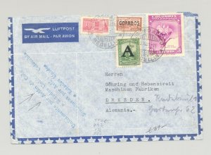 Colombia 1951 Airmail Cover Via USA to Dresden, Germany