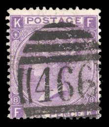 British Commonwealth - Great Britain #51 Cat$135, 1869 6p red violet, Plate 8...