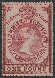 GRIQUALAND 1879 QV Revenue £1 red. Rare.