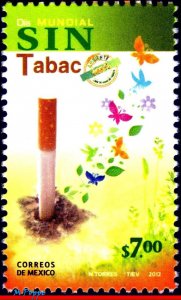 2787 MEXICO 2012 WORLD DAY AGAINST TOBACCO, BUTTERFLY, HEALTH, MEDICAL MNH