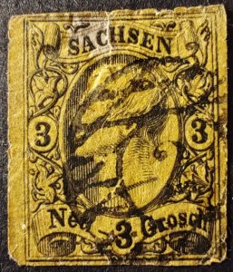 Old Germany. Used postage stamp of Saxony from 1855, depicting King John...